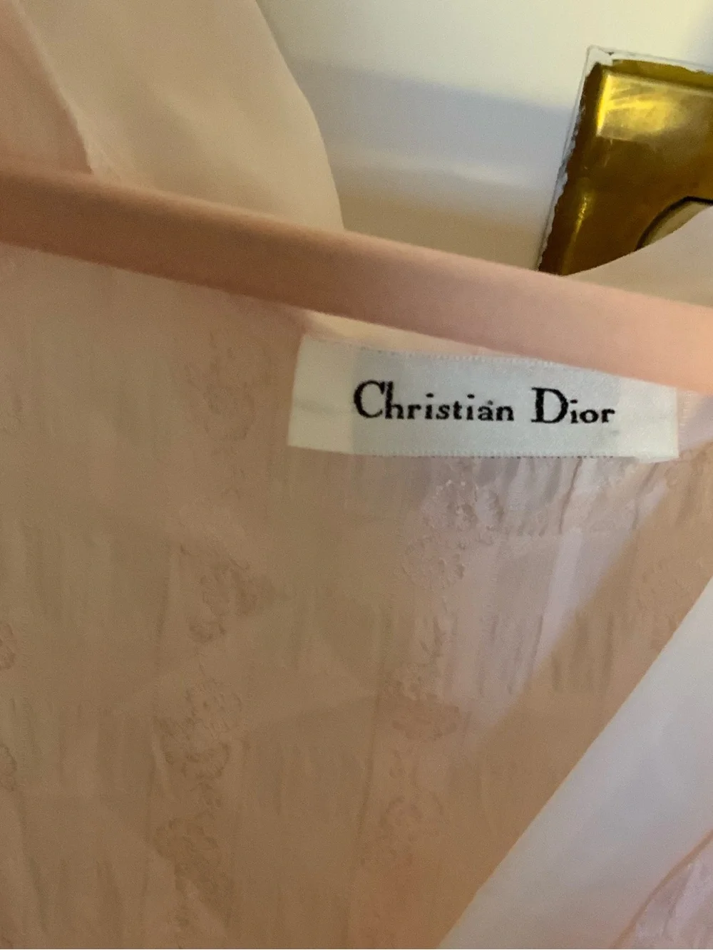 Vintage Christian Dior Blush Pink Jacquard Check Robe Kimono